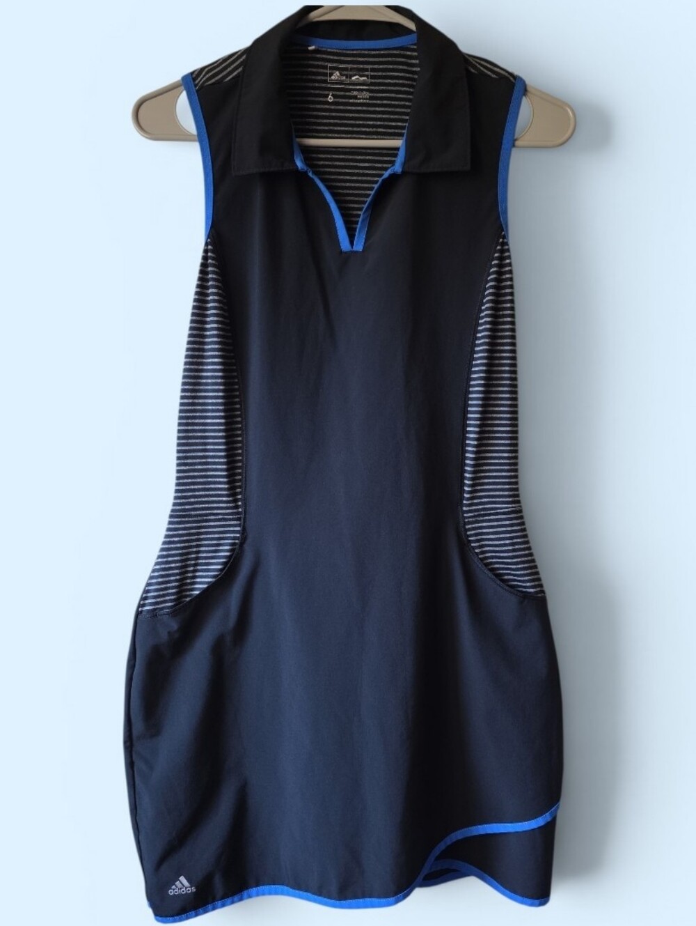 Adidas Black/Gray Sleeveless Polo Dress with Bright Blue Trim